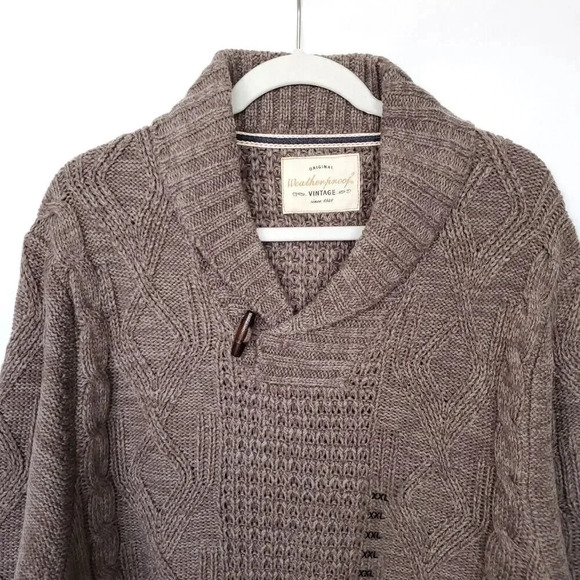 Weatherproof Vintage Men Sweater Size XXL Brown Toggle Shawl Collar Pullover NWT - Picture 4 of 12